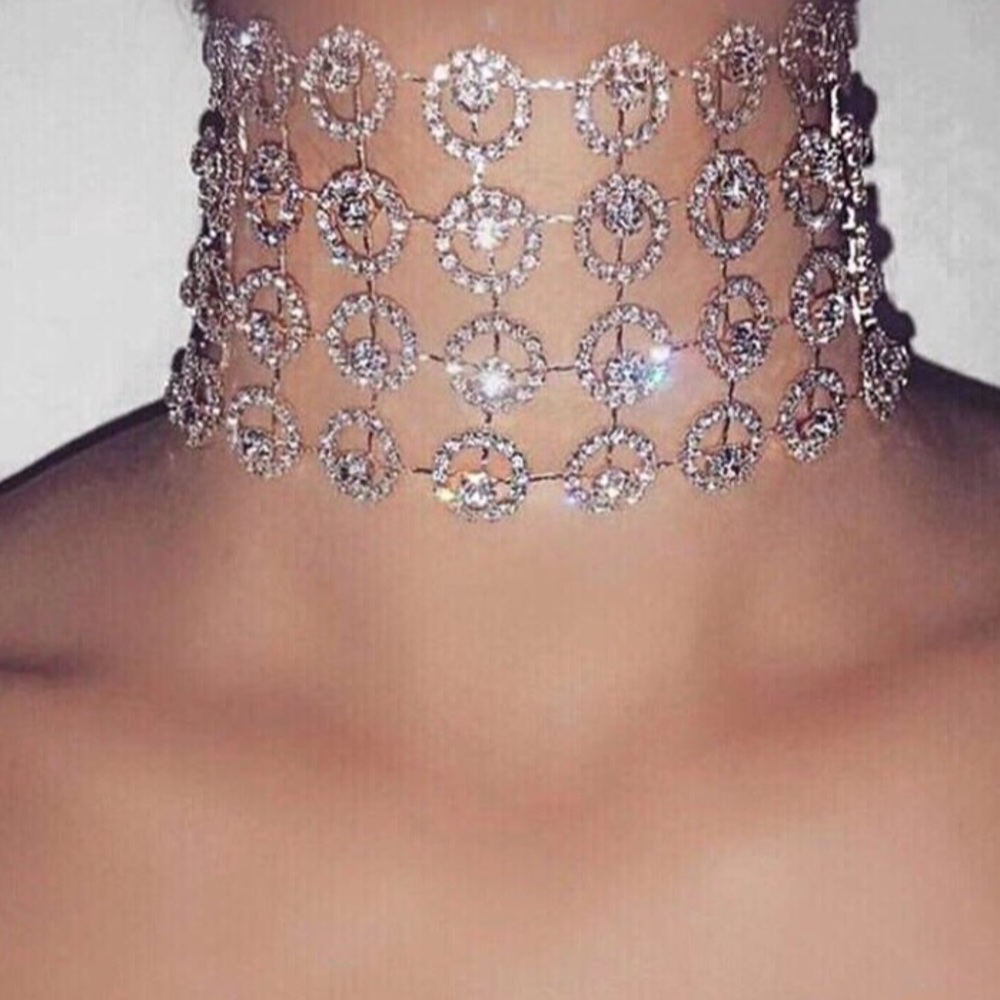 Crystal Rhinestones Choker Necklace Adjustable